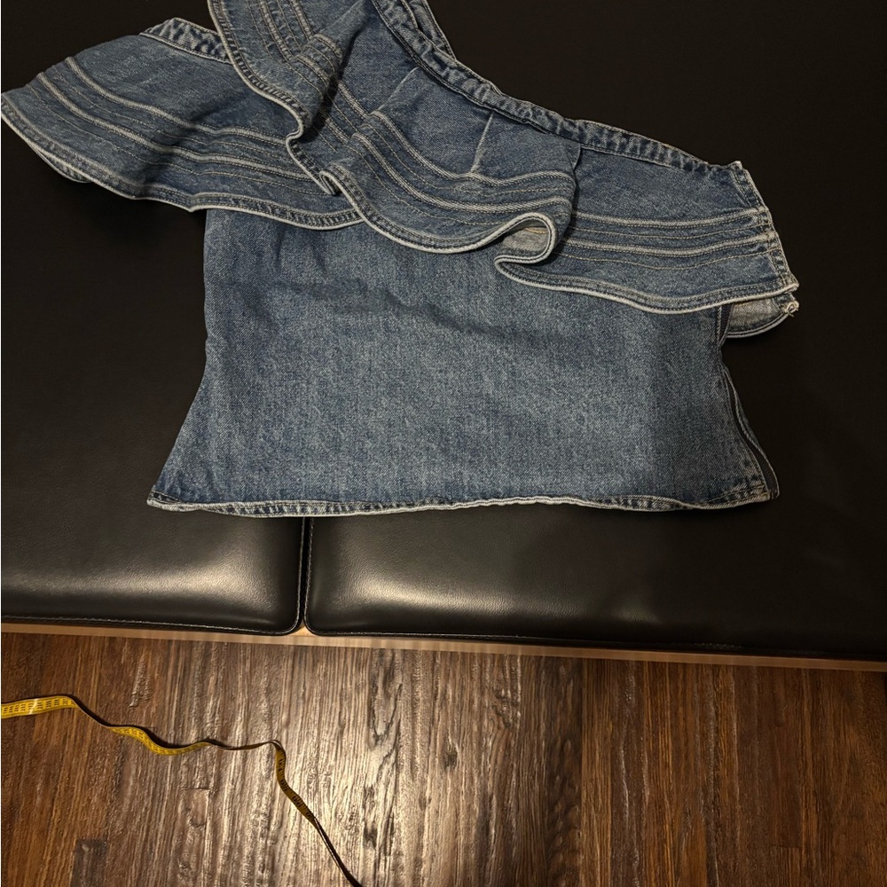 Self-Portrait Blue Ruffled Denim Jeans